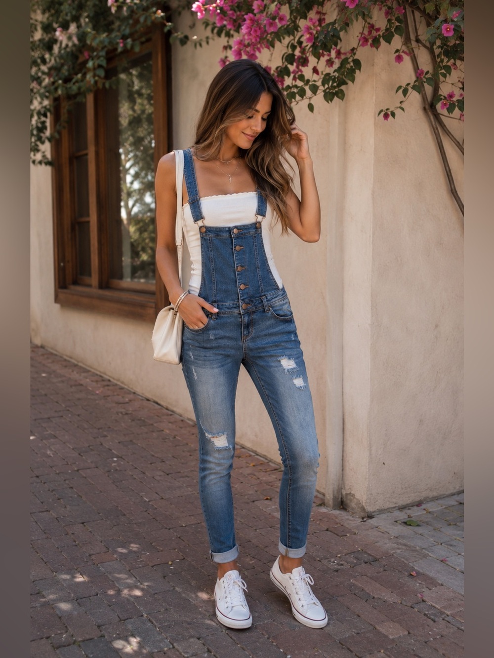 Skinny Denim Overalls Small | Distressed Low Rise Festival Indie Sleaze